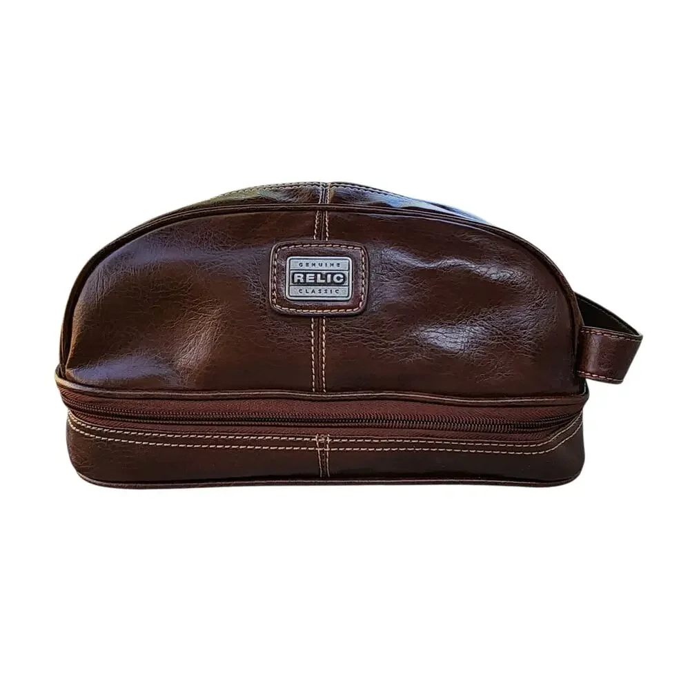 Relic Leather Dual Compartment Toiletry Travel Storage Bag